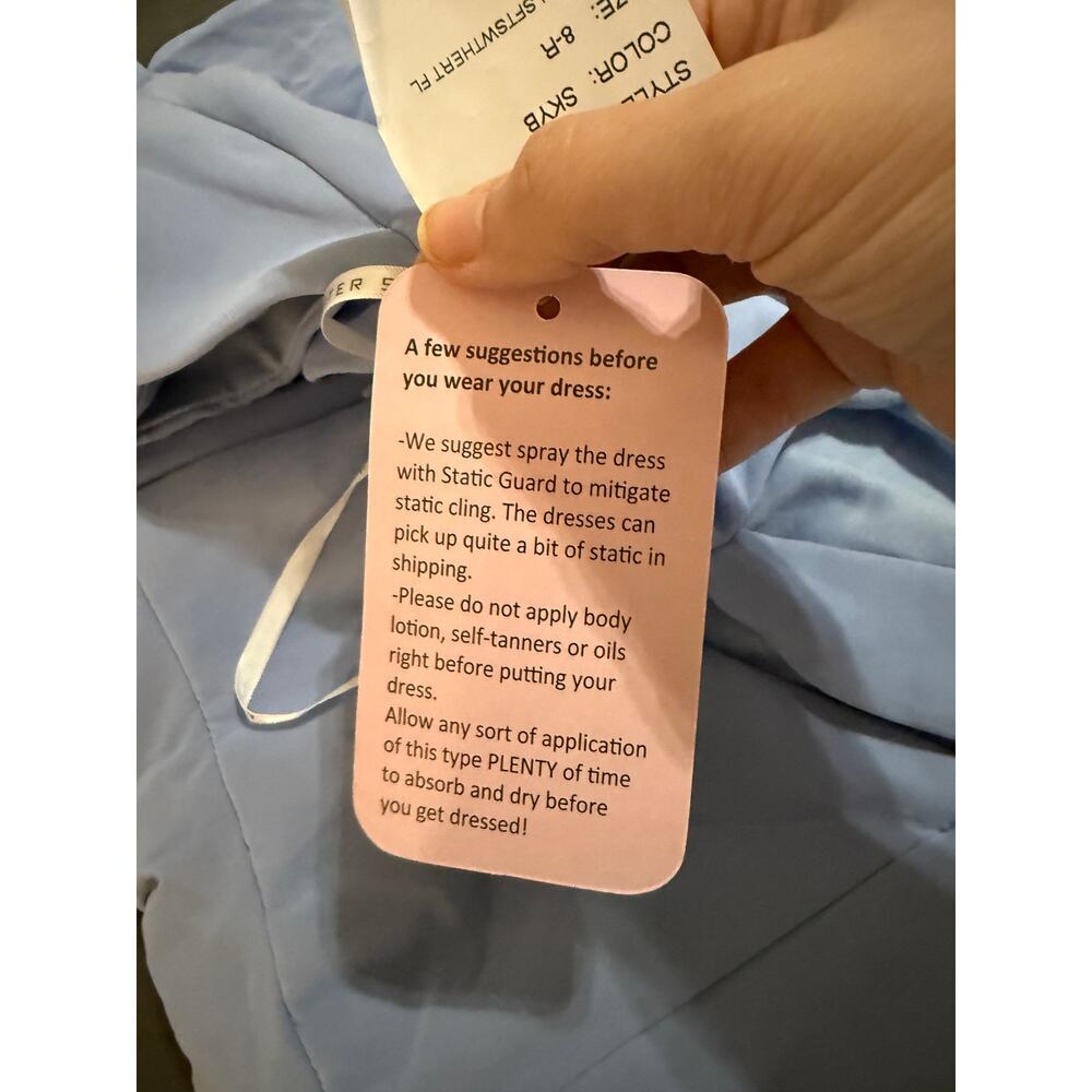 NWT After Six CONTOURED WIDE STRAP SWEETHEART MAXI DRESS IN SKY BLUE SZ 8R - Picture 9 of 11